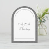 Minimalist Dark Gray and White Arch Wedding Kaart (Staand voorkant)