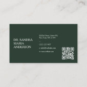 Minimalist Dark Green Medical URL Code Visitekaartje (Achterkant)
