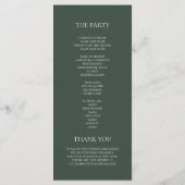 Minimalist Dark Green Wedding Program | Modern  Menu (Achterkant)