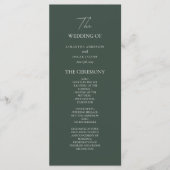 Minimalist Dark Green Wedding Program | Modern  Menu (Voorkant)
