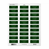 Minimalist Dark Green Wedding Return Address Label (Full Sheet)