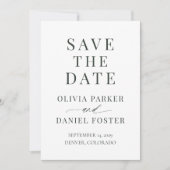 Minimalist Dark Green Wedding Save the Date (Voorkant)