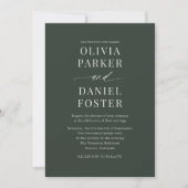 Minimalist Dark Moody Green Wedding Invitation Kaart (Voorkant)