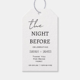Minimalist de avond voor bruiloft dank u cadeaulabel