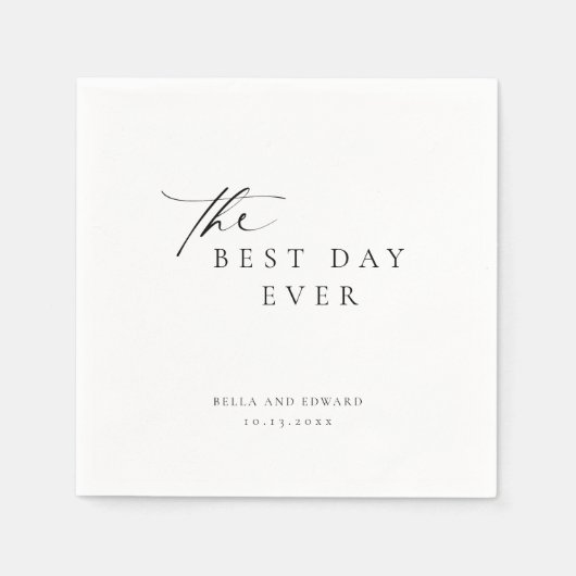Minimalist De beste dag ooit Bruiloft Modern Servet (Voorkant)