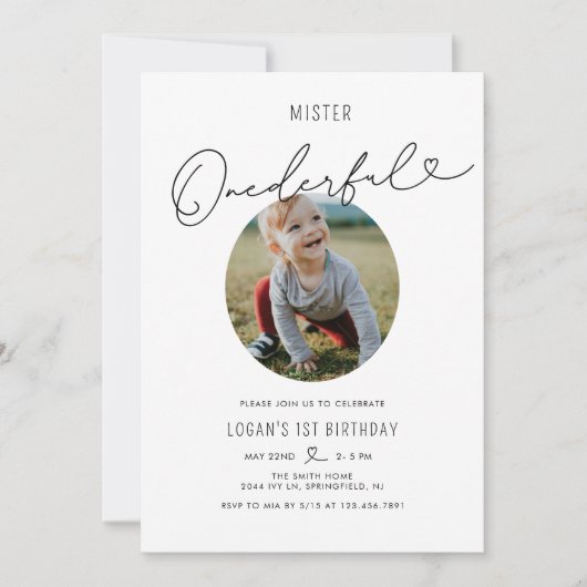 Minimalist de heer Onederful Boy 1st Birthday Kaart (Voorkant)