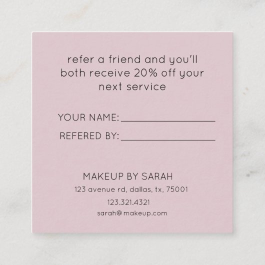 Minimalist Deel de liefde Blush en Navy loyaliteit Vierkante Visitekaartje (Achterkant)