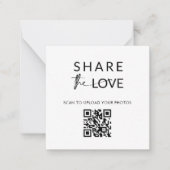 Minimalist Deel de Liefde QR Code Tafel Kaarten Notitiekaartje (Voorkant)