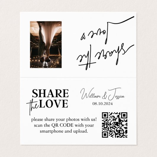 Minimalist Deel de Love QR-code | Huwelijksfoto's Visitekaartje (Buitenkant ongevouwen)