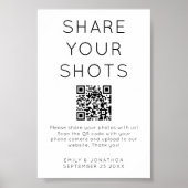 Minimalist Deel uw Shots QR-code Trouwbord Poster (Voorkant)