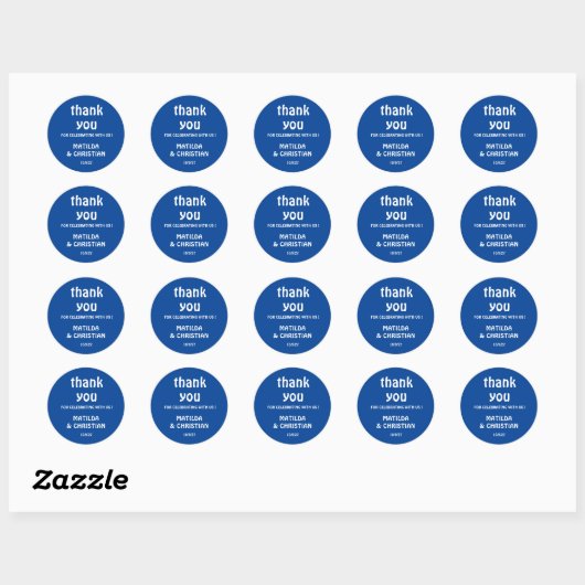 Minimalist Deep Blue Wedding  Ronde Sticker (Vel)