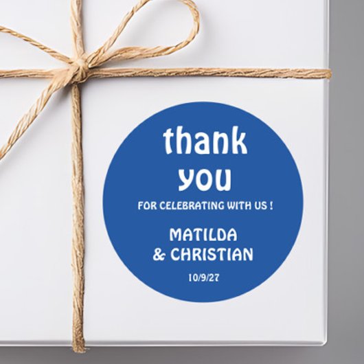 Minimalist Deep Blue Wedding Ronde Sticker