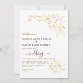 Minimalist Deep Burgundy Gold Simple Wedding Kaart (Voorkant)