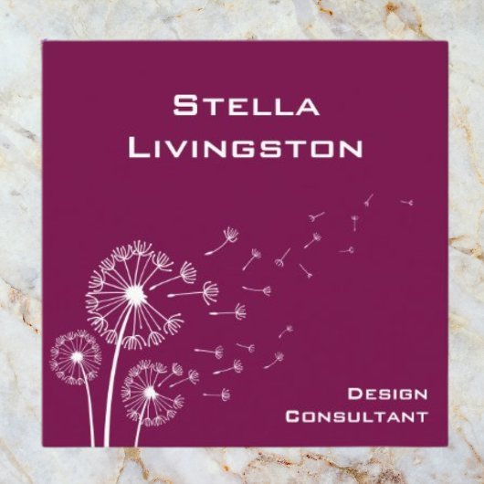 Minimalist Deep Magenta Dandelion Consultant   Vierkante Visitekaartje
