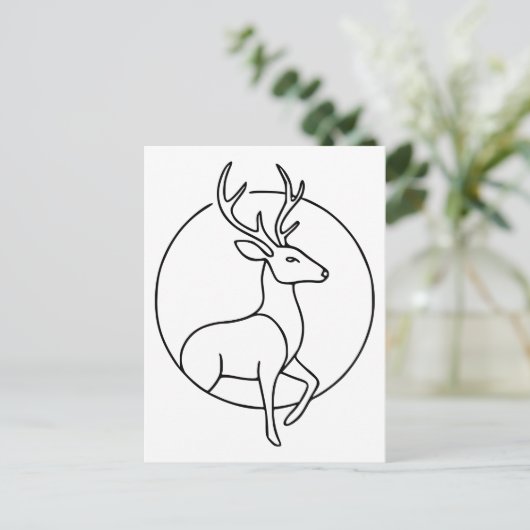 Minimalist Deer Line Art – Forest Animal Art Briefkaart (Staand voorkant)