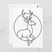 Minimalist Deer Line Art – Forest Animal Art Briefkaart (Voorkant / Achterkant)