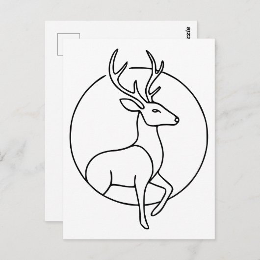 Minimalist Deer Line Art – Forest Animal Art Briefkaart (Voorkant / Achterkant)