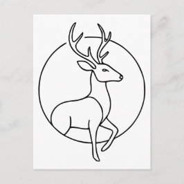 Minimalist Deer Line Art – Forest Animal Art Briefkaart