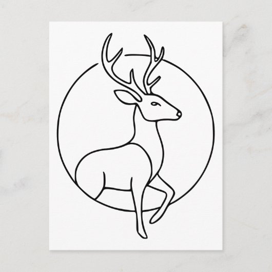 Minimalist Deer Line Art – Forest Animal Art Briefkaart (Voorkant)