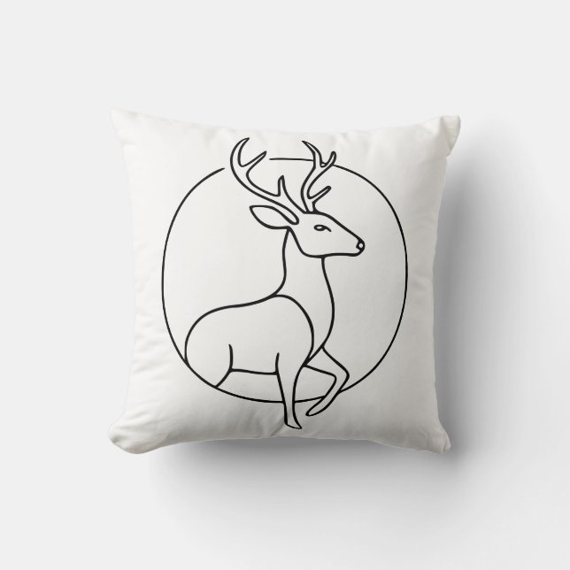 Minimalist Deer Line Art – Forest Animal Art Kussen (Voorkant)