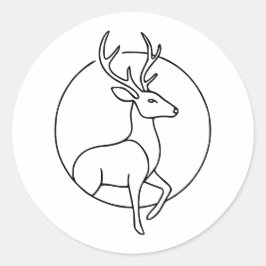 Minimalist Deer Line Art – Forest Animal Art Ronde Sticker