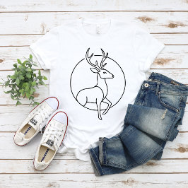 Minimalist Deer Line Art – Forest Animal Art T-shirt