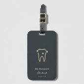 MINIMALIST DENTAAL DENTIST ORTHODONTICS GOLD TOOTH BAGAGELABEL (Voorkant (verticaal))