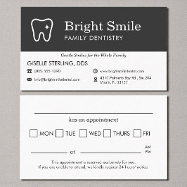 Minimalist Dental Appointment Reminder Tooth Logo Visitekaartje