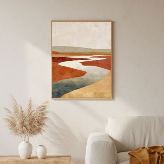 Minimalist Desert River Abstract Wall Art Poster