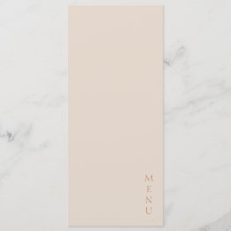 Minimalist Desert Sand Copper Script  Wedding  Menu