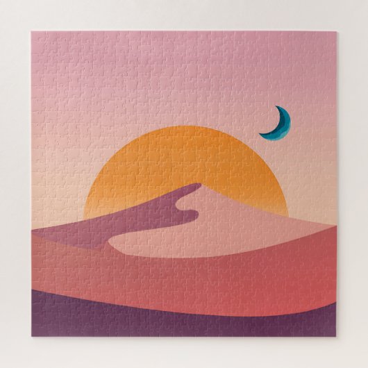 Minimalist Desert Sunset Moon Landscape Legpuzzel (Verticaal)