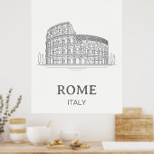 Minimalist Design Rome Coliseum Travel Poster (Keuken)