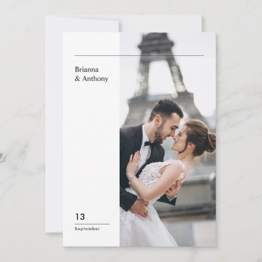 Minimalist Destination Simple Wedding Photo Kaart (Voorkant)