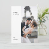 Minimalist Destination Simple Wedding Photo Kaart (Staand voorkant)