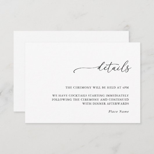 Minimalist Details & QR Code Wedding RSVP Card (Voorkant / Achterkant)