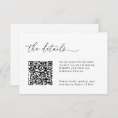 Minimalist Details & QR Code Wedding RSVP Card (Voorkant / Achterkant)