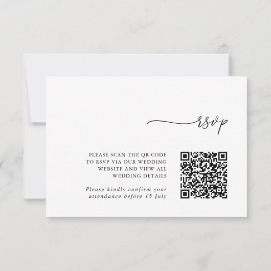 Minimalist Details & QR Code Wedding RSVP Card Kaartje (Achterkant)
