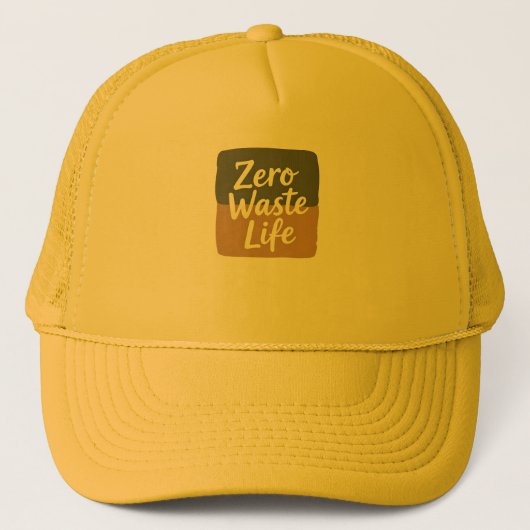 Minimalist Digital Graphic "Zero Waste Life" Handw Trucker Pet (Voorkant)