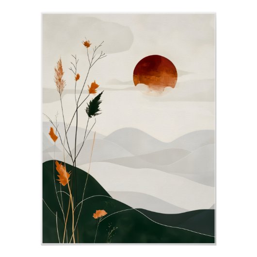 Minimalist digital poster "Abstract Sunset" (Voorkant)