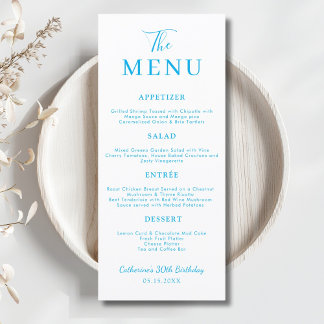 Minimalist Dinner Food Elegant Birthday Wedding Menu