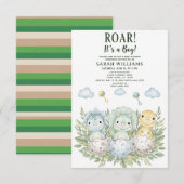 minimalist Dinosaur Baby Shower party boy Roar Kaart (Voorkant / Achterkant)