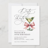Minimalist Dirty Thirty Martini Roze Boog Verjaard Kaart (Voorkant)