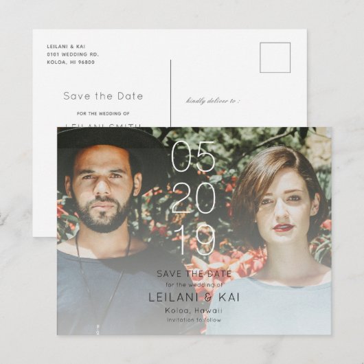 Minimalist Dive de datum foto Briefkaart (Voorkant / Achterkant)