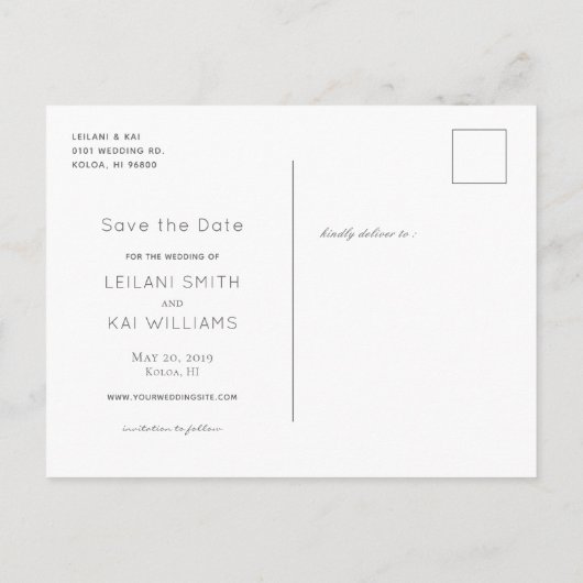 Minimalist Dive de datum foto Briefkaart (Achterkant)