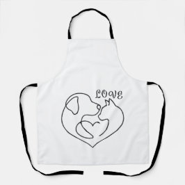 Minimalist Dog and Cat Heart - One Line Art Design Schort
