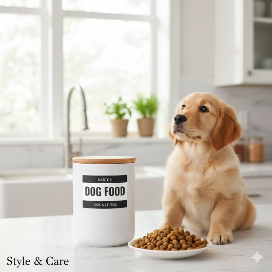 Minimalist DOG FOOD Label for Containers Voedselcontainer Etiket