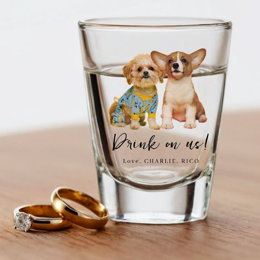 Minimalist Dog Pet Photo Wedding  Shot Glas