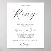 Minimalist Don't Say Bride Game Bridal Shower Ring Poster (Voorkant)