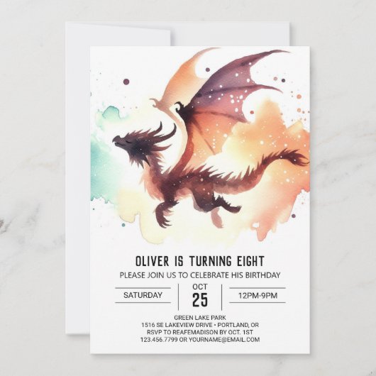 Minimalist Dragon Birthday bewerkbaar Kaart (Voorkant)