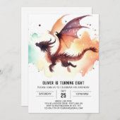 Minimalist Dragon Birthday bewerkbaar Kaart (Voorkant / Achterkant)
